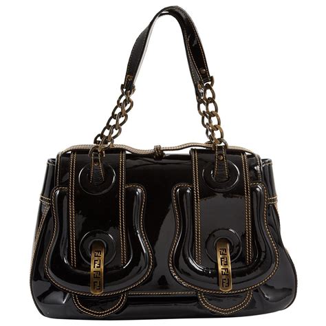 fendi weave and patent leather bag|Fendi black handbags.